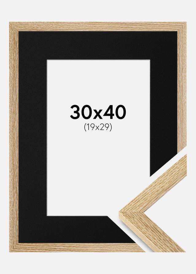 Ram med passepartou Frame Selection Oak 30x40 cm - Picture Mount Black 20x30 cm