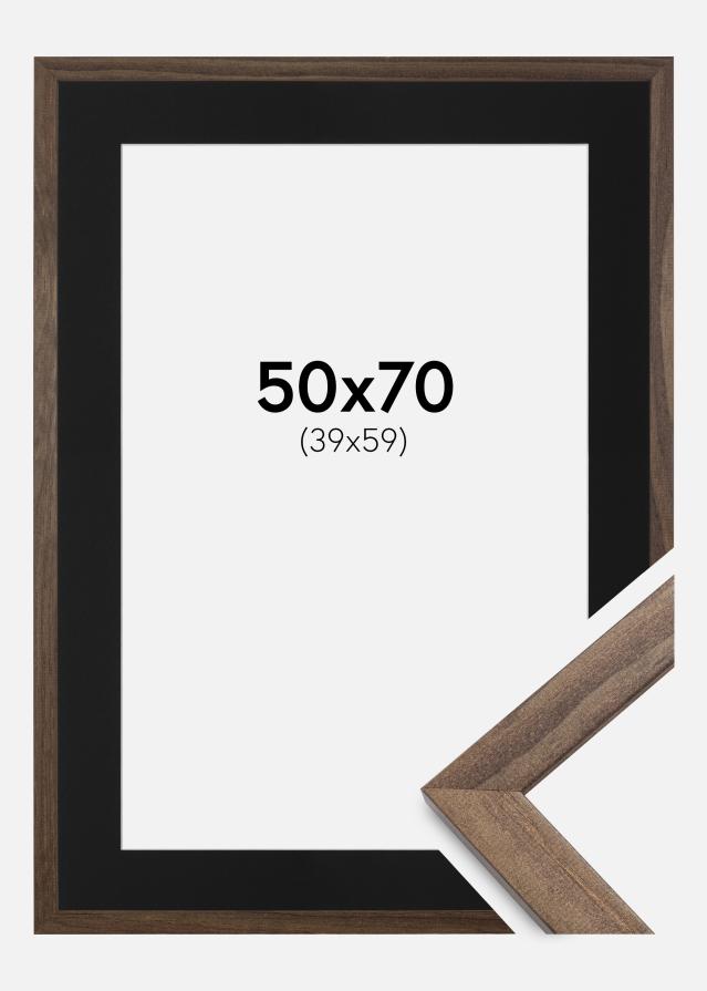 Ram med passepartou Frame Stilren Walnut 50x70 cm - Picture Mount Black 40x60 cm