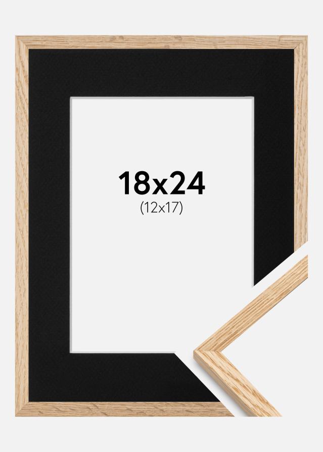 Ram med passepartou Frame Narrow Oak 18x24 cm - Picture Mount Black 13x18 cm