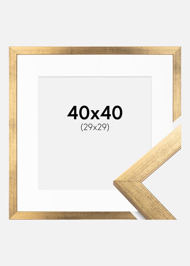 Ram med passepartou Frame Stilren Gold 40x40 cm - Picture Mount White 30x30 cm