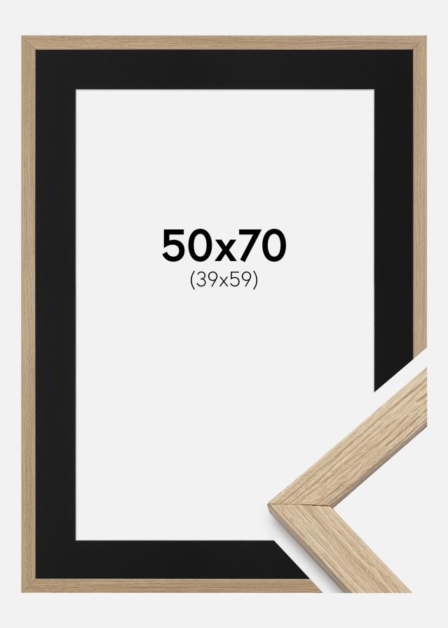 Ram med passepartou Frame Stilren Oak 50x70 cm - Picture Mount Black 40x60 cm