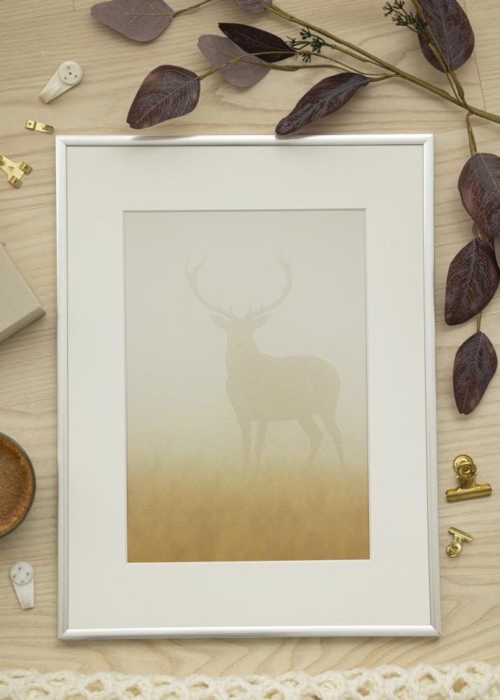 Ram med passepartou Frame New Lifestyle Silver 60x80 cm - Picture Mount White 50x65 cm