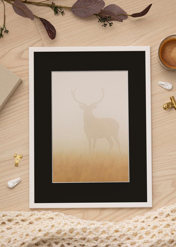 Ram med passepartou Frame Kaspar White 30x40 cm - Picture Mount Black 20x30 cm