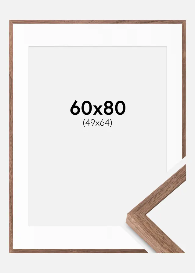Ram med passepartou Frame Soul Walnut Veneer 60x80 cm - Picture Mount White 50x65 cm