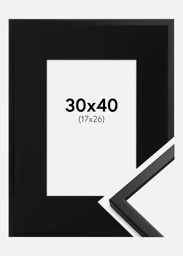 Ram med passepartou Frame Oslo Black 30x40 cm - Picture Mount Black 18x27 cm