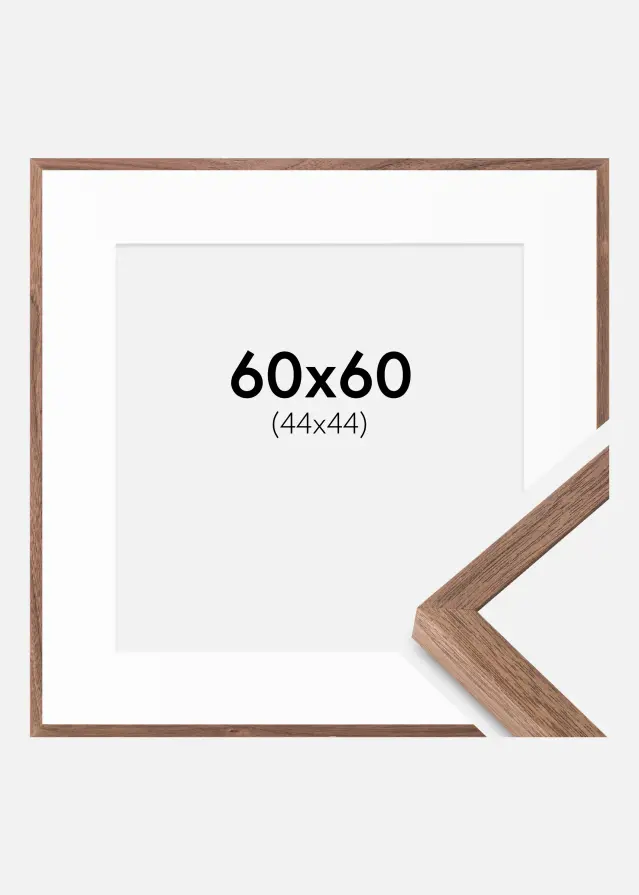 Ram med passepartou Frame Soul Walnut Veneer 60x60 cm - Picture Mount White 45x45 cm