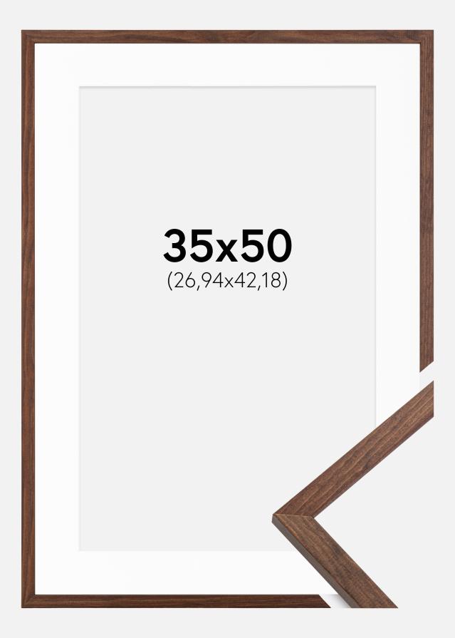 Ram med passepartou Frame Galant Walnut 35x50 cm - Picture Mount White 11x17 inches