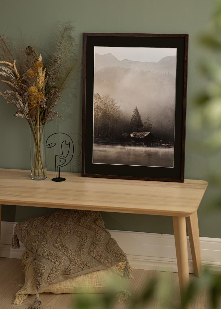 Ram med passepartou Frame Trendy Walnut 35x50 cm - Picture Mount Black 11x17 inches