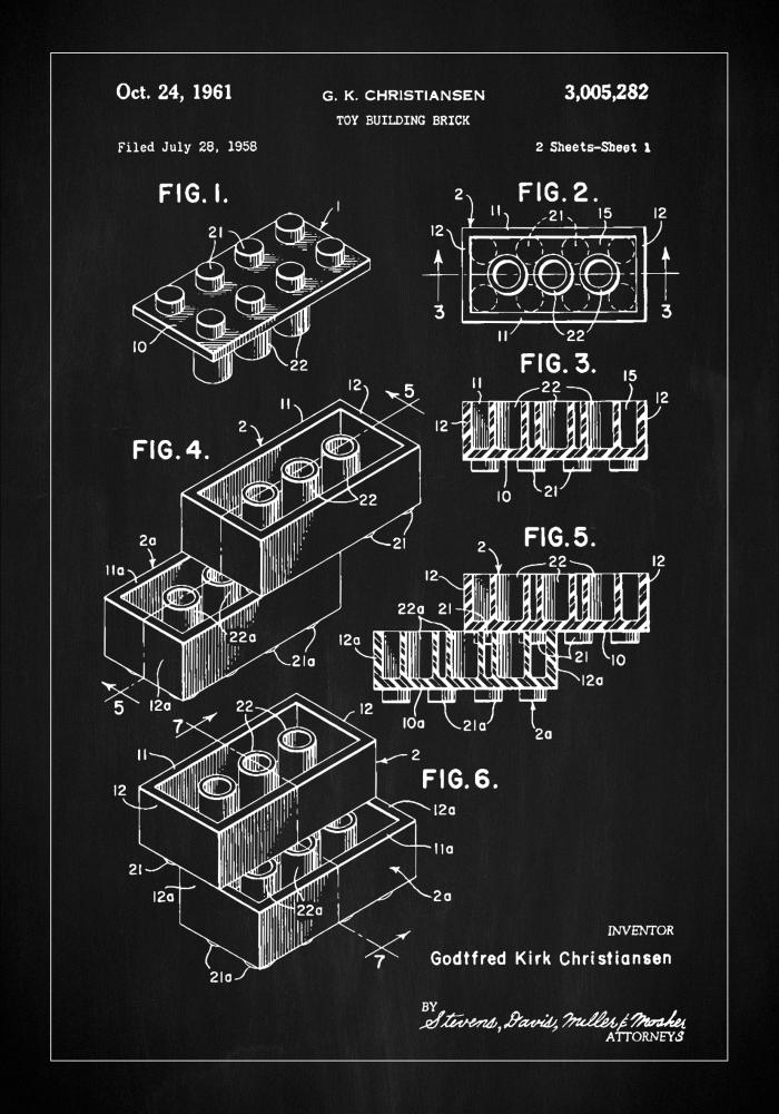 Bildverkstad Patent Print - Lego Block I - Black Poster