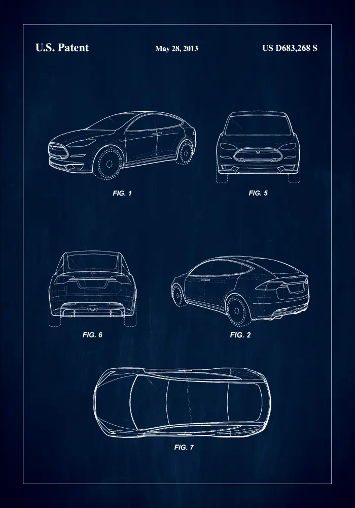 Bildverkstad Patent Print - Tesla - Blue Poster