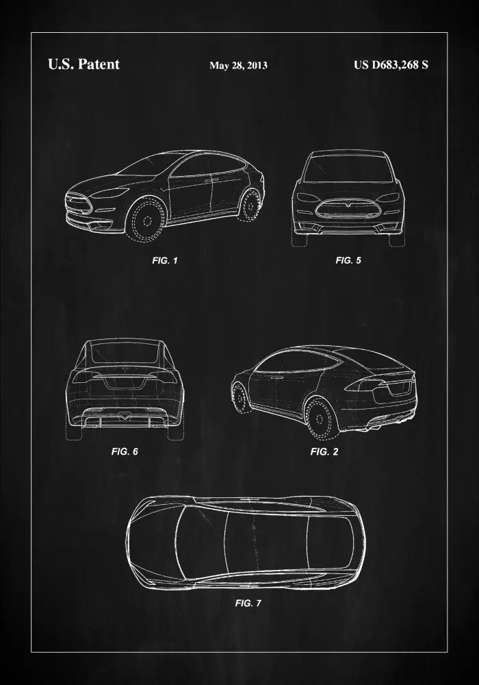 Bildverkstad Patent Print - Tesla - Black Poster