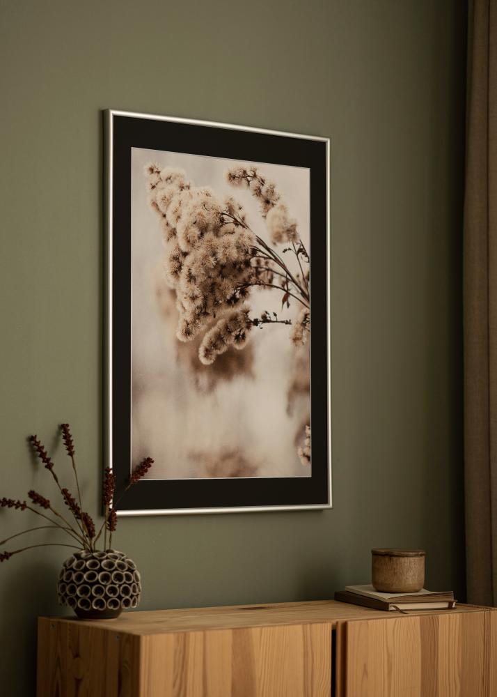 Ram med passepartou Frame Victoria Silver 50x70 cm - Picture Mount Black 16x24 inches