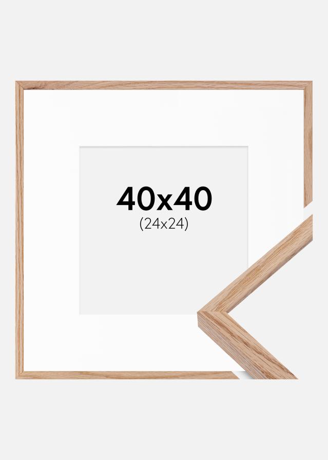 Ram med passepartou Frame E-Line Oak 40x40 cm - Picture Mount White 25x25 cm