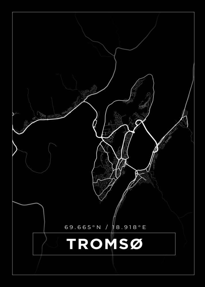 Bildverkstad Map - Tromsø - Black Poster