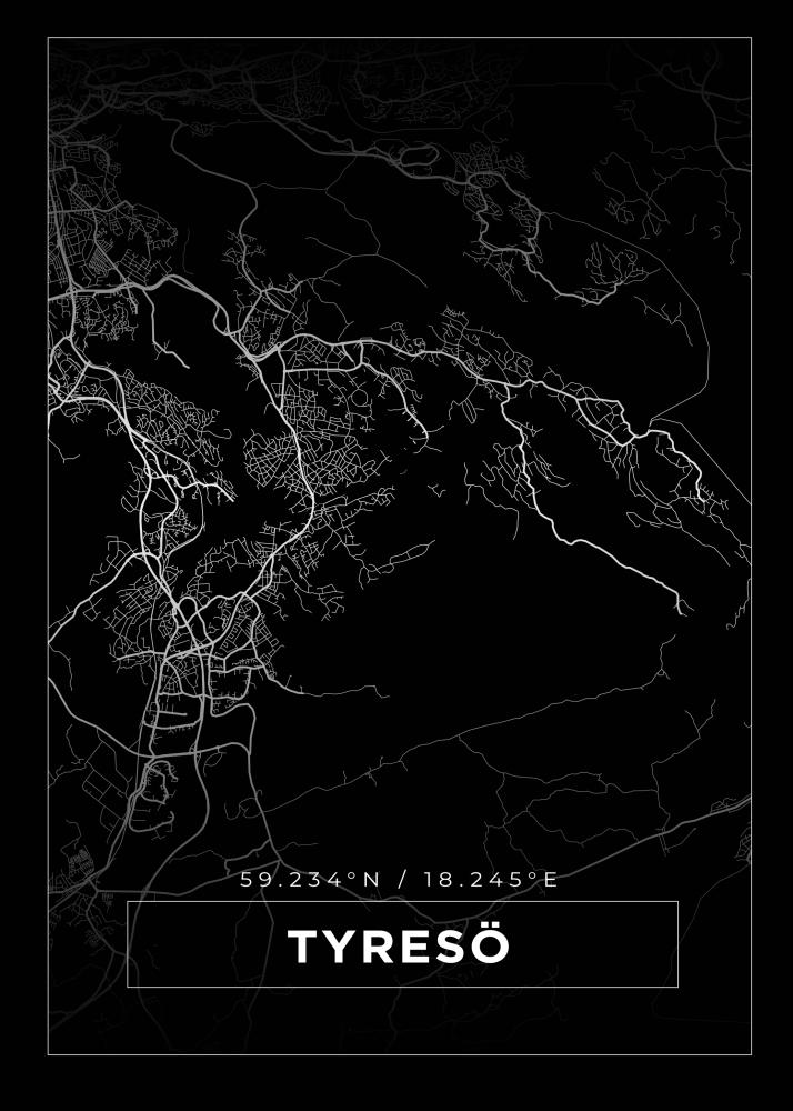 Bildverkstad Map - Tyresö - Black Poster