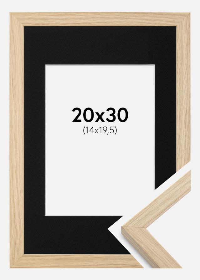 Ram med passepartou Frame Grimsåker Oak 20x30 cm - Picture Mount Black 15x21 cm (A5)