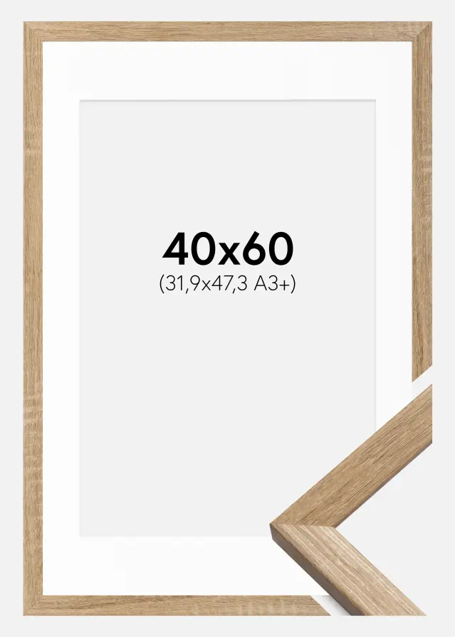 Ram med passepartou Frame Fiorito Light Oak 40x60 cm - Picture Mount White 32,9x48,3 cm (A3+)