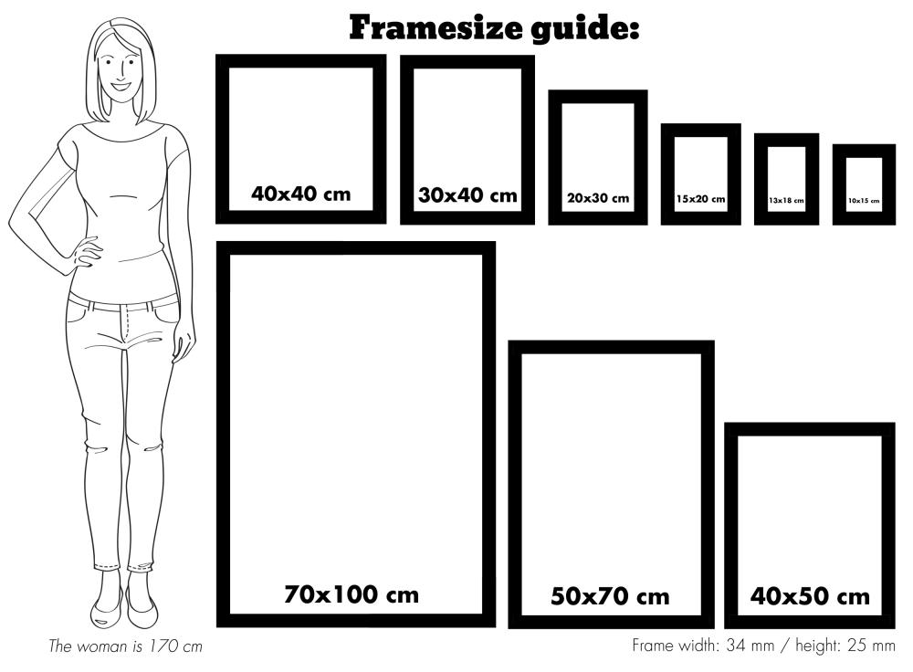 Ram med passepartou Frame Öjaren White 70x100 cm - Picture Mount Black 62x93 cm