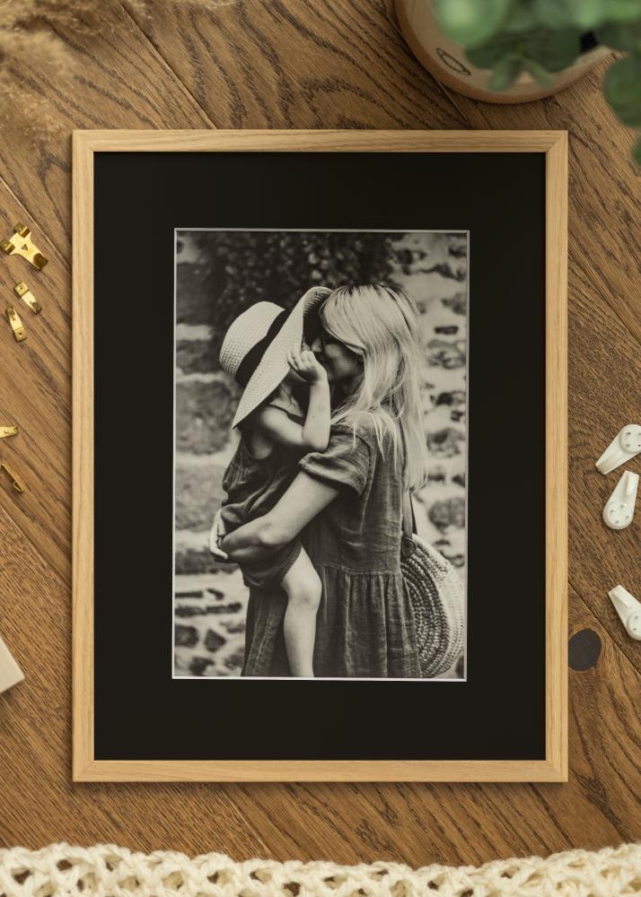 Ram med passepartou Frame Edsbyn Oak 30x50 cm - Picture Mount Black 20x40 cm