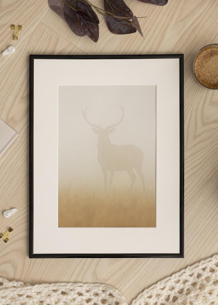 Ram med passepartou Frame New Lifestyle Black 45x60 cm - Picture Mount White 12x18 inches