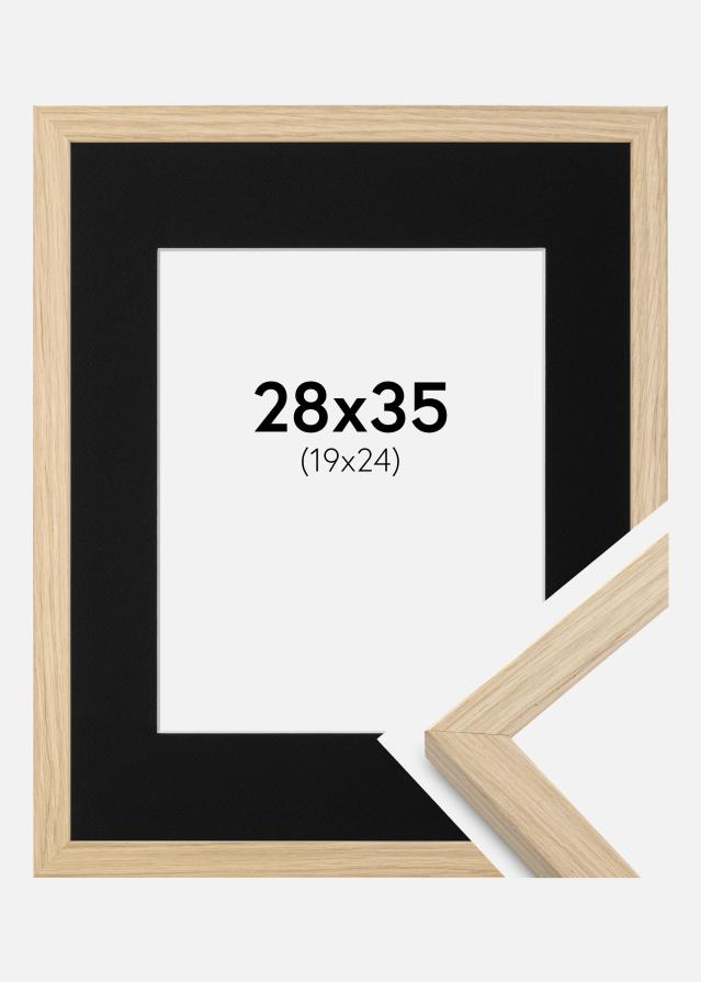 Ram med passepartou Frame Grimsåker Oak 28x35 cm - Picture Mount Black 20x25 cm