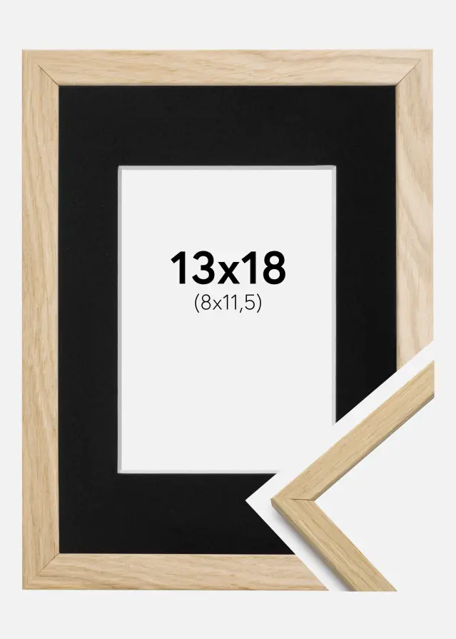 Ram med passepartou Frame Edsbyn Oak 13x18 cm - Picture Mount Black 9x12 cm