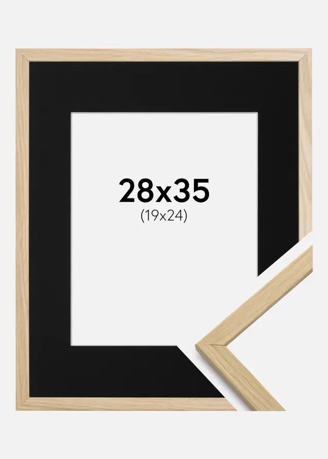Ram med passepartou Frame Edsbyn Oak 28x35 cm - Picture Mount Black 20x25 cm