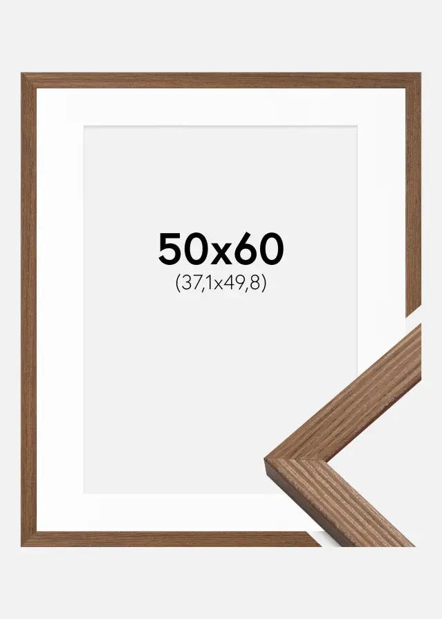 Ram med passepartou Frame Fiorito Dark Oak 50x60 cm - Picture Mount White 15x20 inches