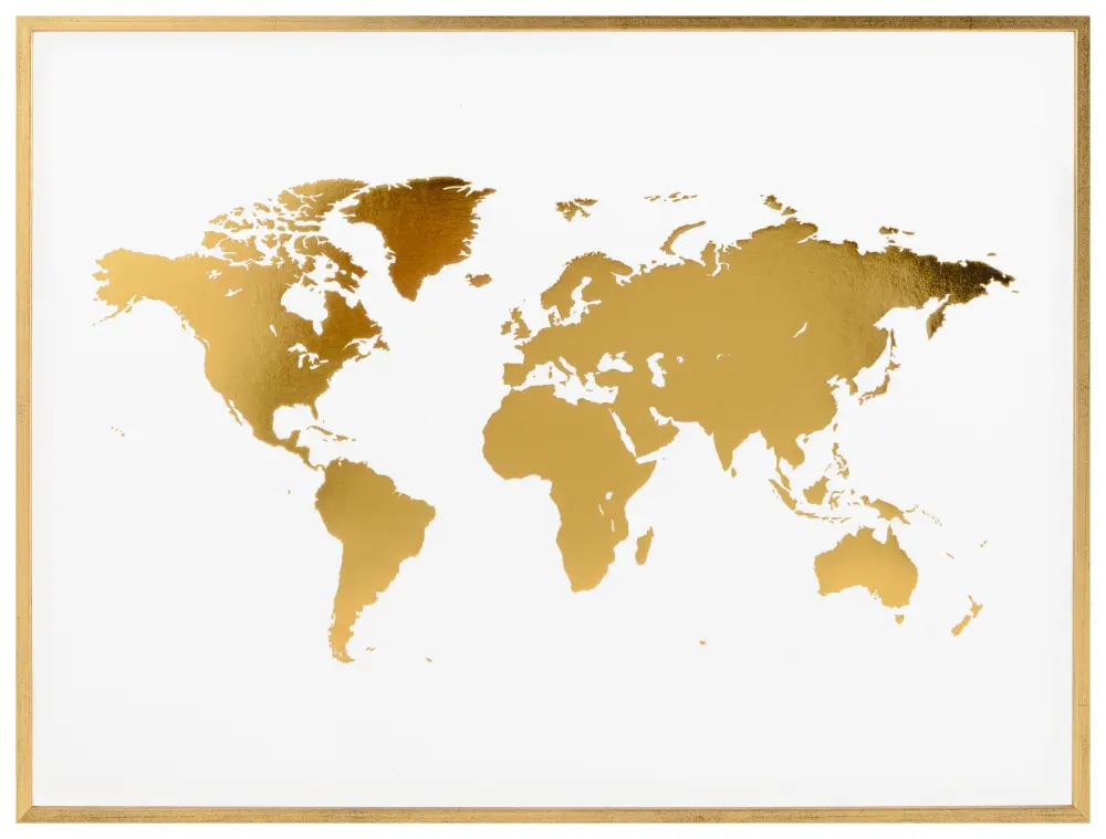 Göteborgstryckeriet World map Gold - Foil Poster