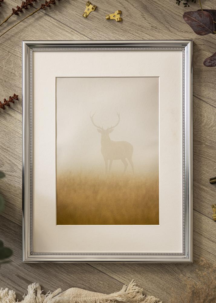 Ram med passepartou Frame Gala Silver 40x50 cm - Picture Mount White 27x35 cm