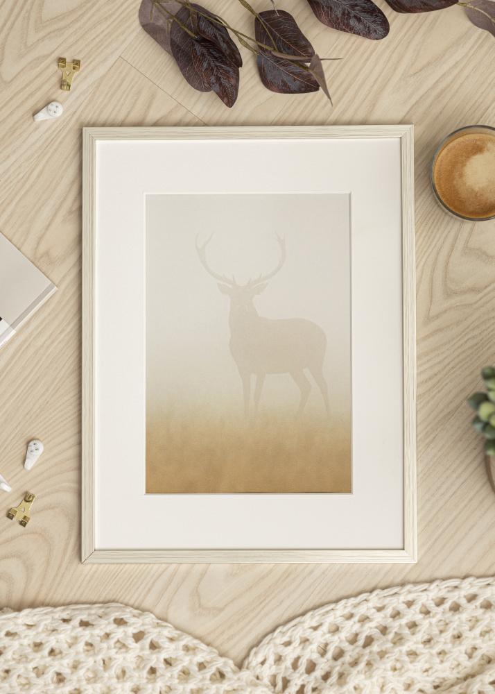 Ram med passepartou Frame Edsbyn Silver 45x60 cm - Picture Mount White 12x18 inches