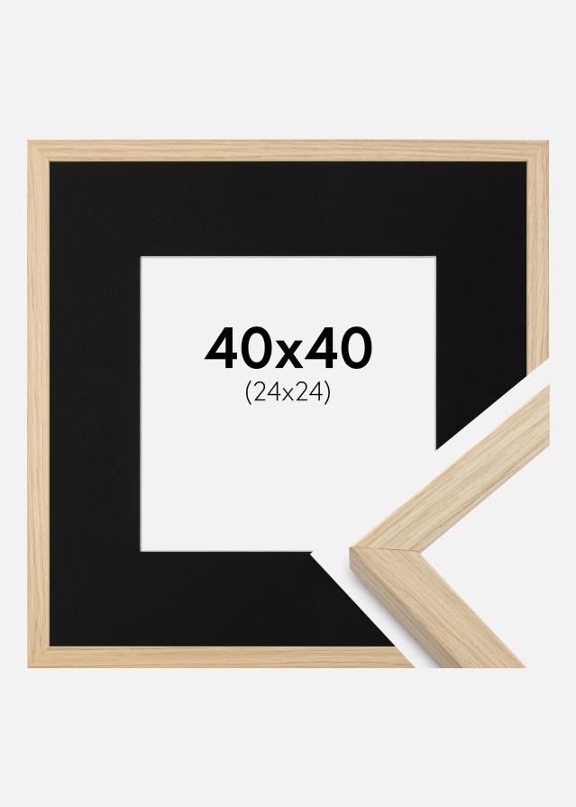 Ram med passepartou Frame Grimsåker Oak 40x40 cm - Picture Mount Black 25x25 cm