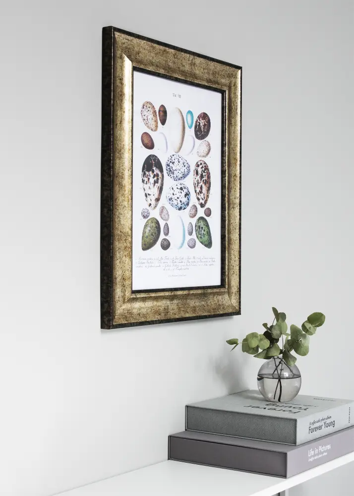 Ram med passepartou Frame Saltsjöbaden Antique Gold 45x60 cm - Picture Mount Black 30x45 cm