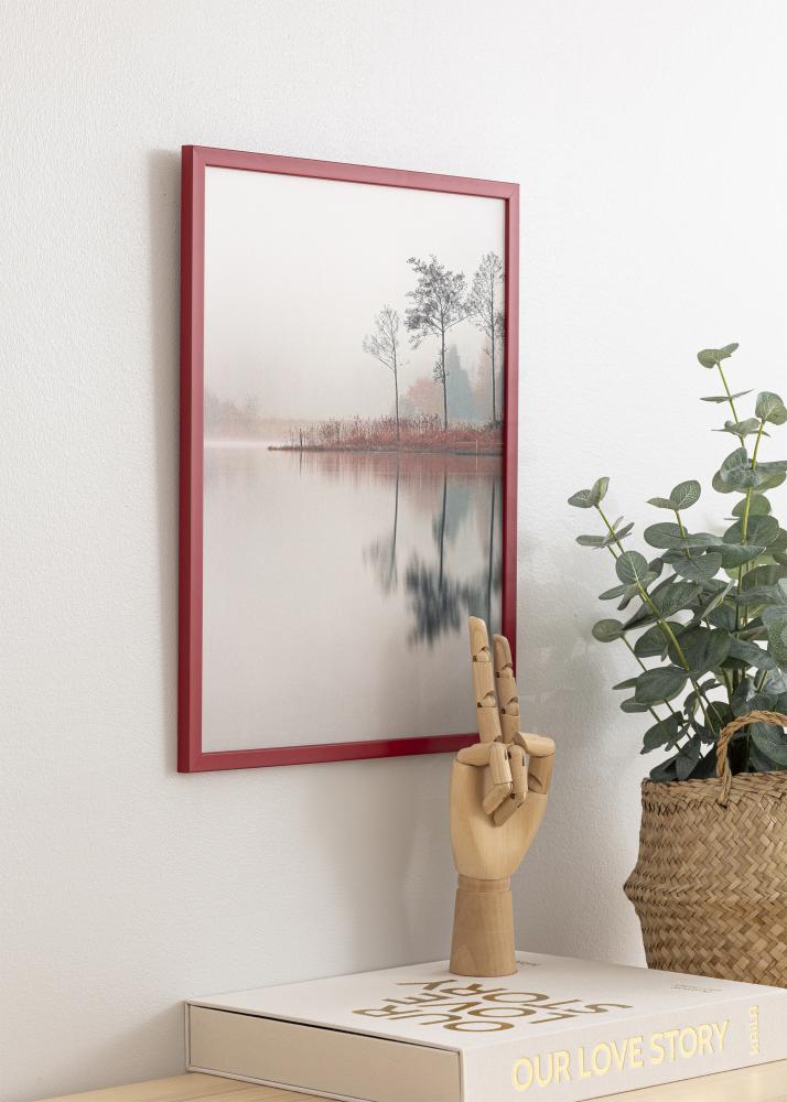 Ram med passepartou Frame Edsbyn Red 30x40 cm - Picture Mount Black 20x30 cm