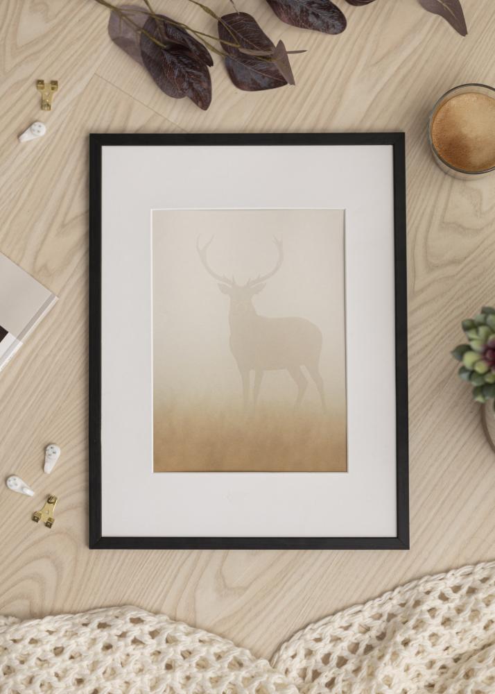 Ram med passepartou Frame Galant Black 35x50 cm - Picture Mount White 10x15 inches