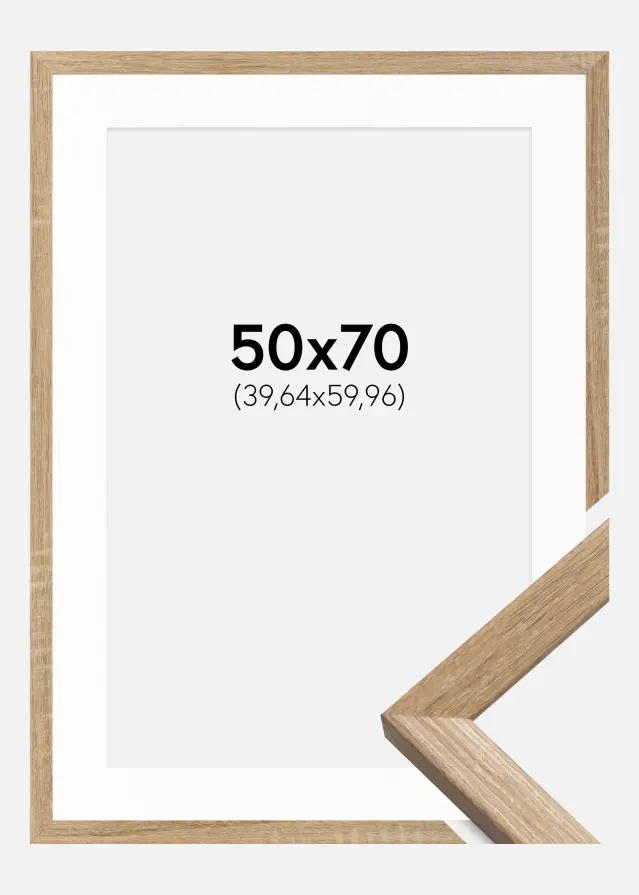 Ram med passepartou Frame Fiorito Light Oak 50x70 cm - Picture Mount White 16x24 inches