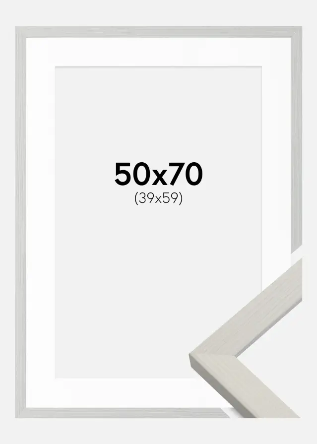 Ram med passepartou Frame Fiorito White 50x70 cm - Picture Mount White 40x60 cm