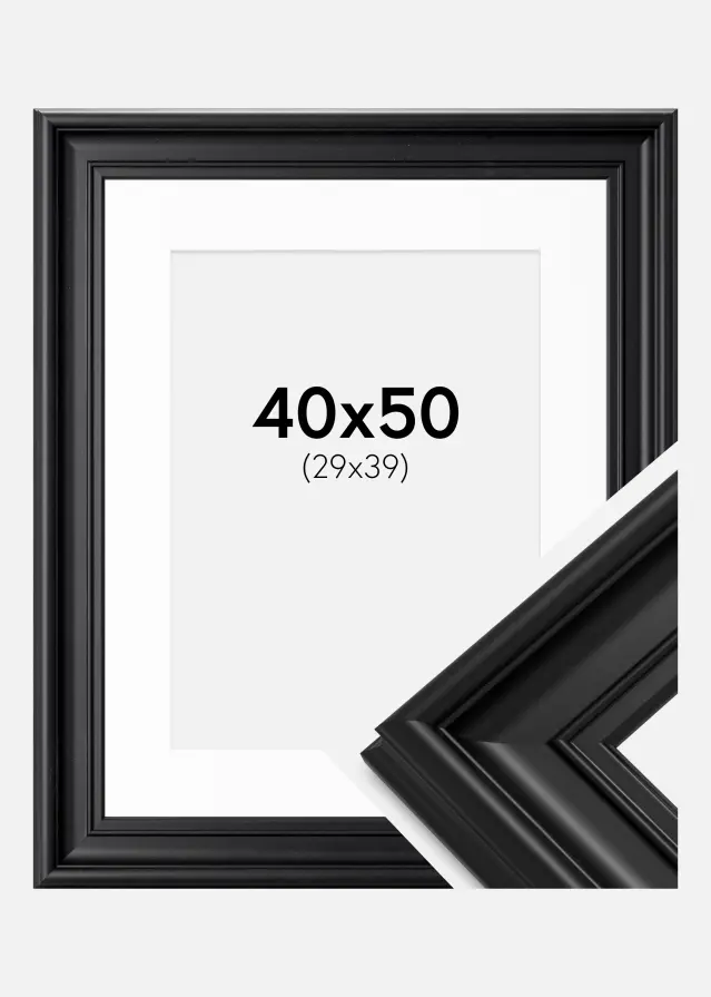 Ram med passepartou Frame Mora Premium Black 40x50 cm - Picture Mount White 30x40 cm