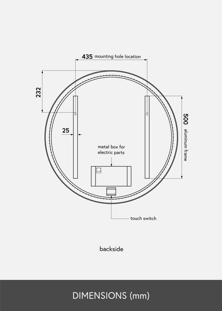 KAILA KAILA Mirror Circle LED Black 80 cm Ø