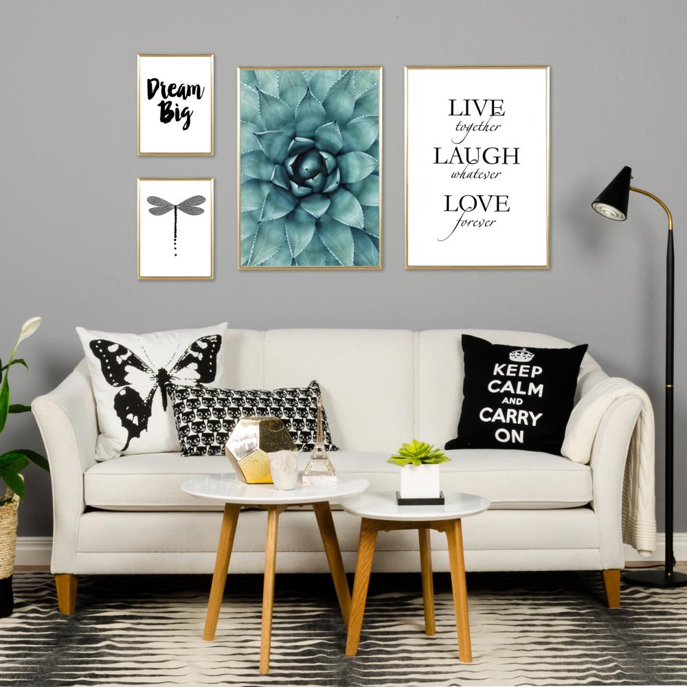 Bildverkstad Live, laugh, love - Black Poster