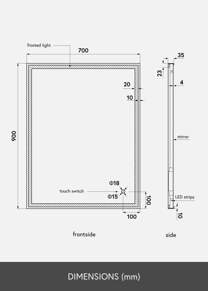 KAILA KAILA Mirror Corners LED 70x90 cm