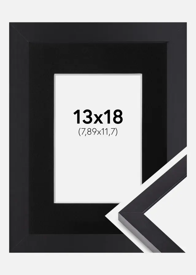 Ram med passepartou Frame Selection Black 13x18 cm - Picture Mount Black 3.5x5 inches