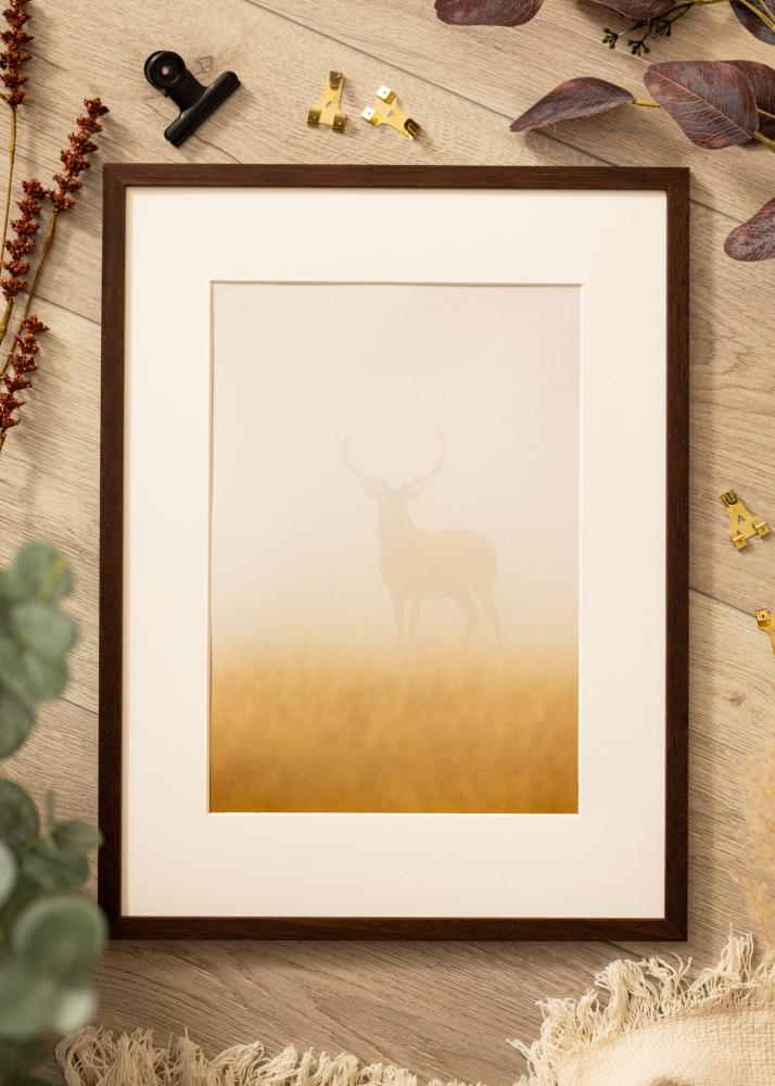 Ram med passepartou Frame Edsbyn Walnut 35x50 cm - Picture Mount White 10x15 inches