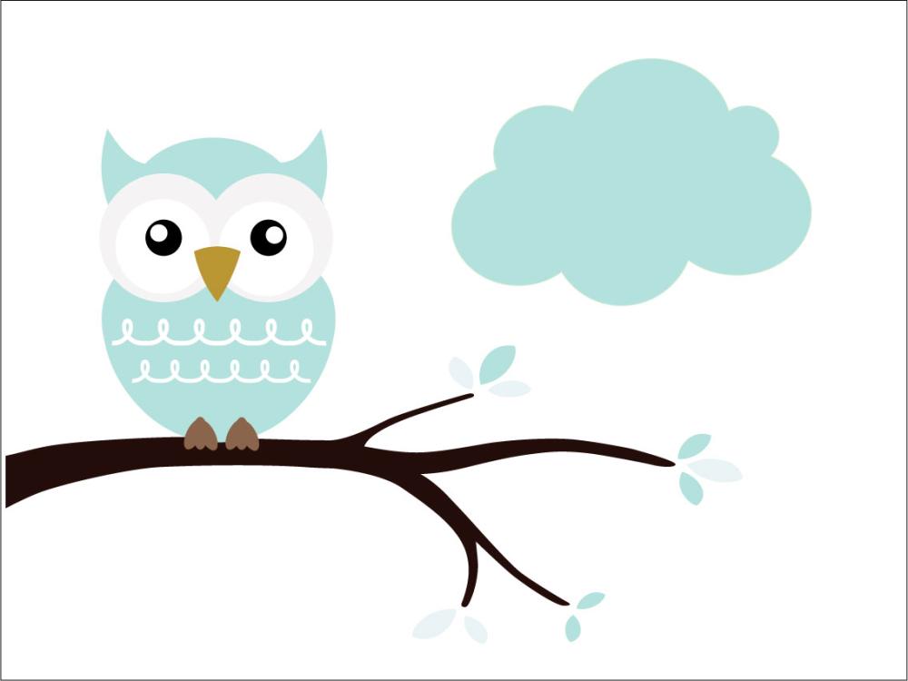 Bildverkstad Owl on a branch - Blue