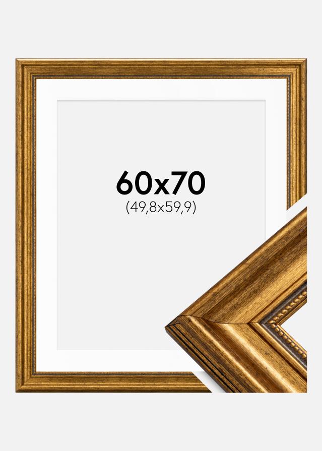 Ram med passepartou Frame Rokoko Gold 60x70 cm - Picture Mount White 20x24 inches