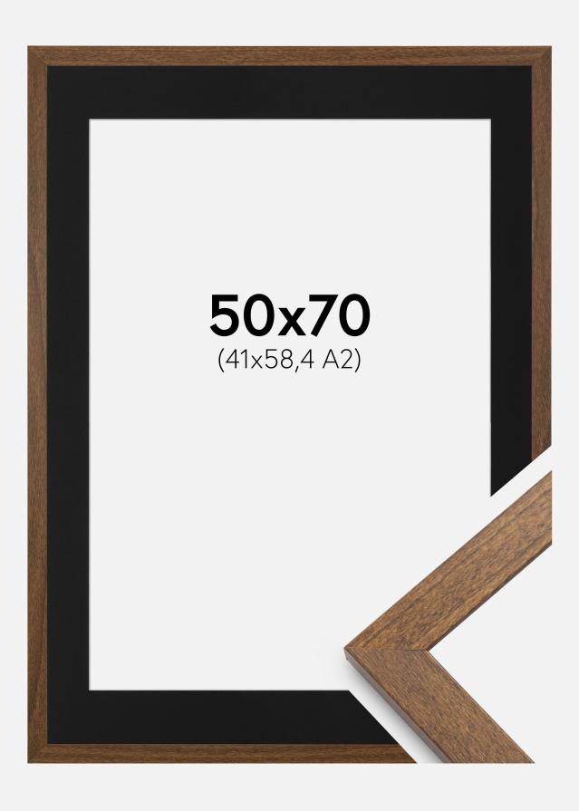 Ram med passepartou Frame Stilren Warm Brown 50x70 cm - Picture Mount Black 42x59.4 cm (A2)