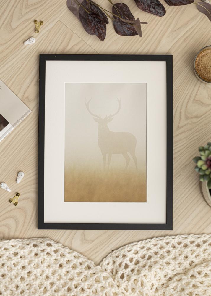 Ram med passepartou Frame Trendy Black 50x70 cm - Picture Mount White 16x24 inches