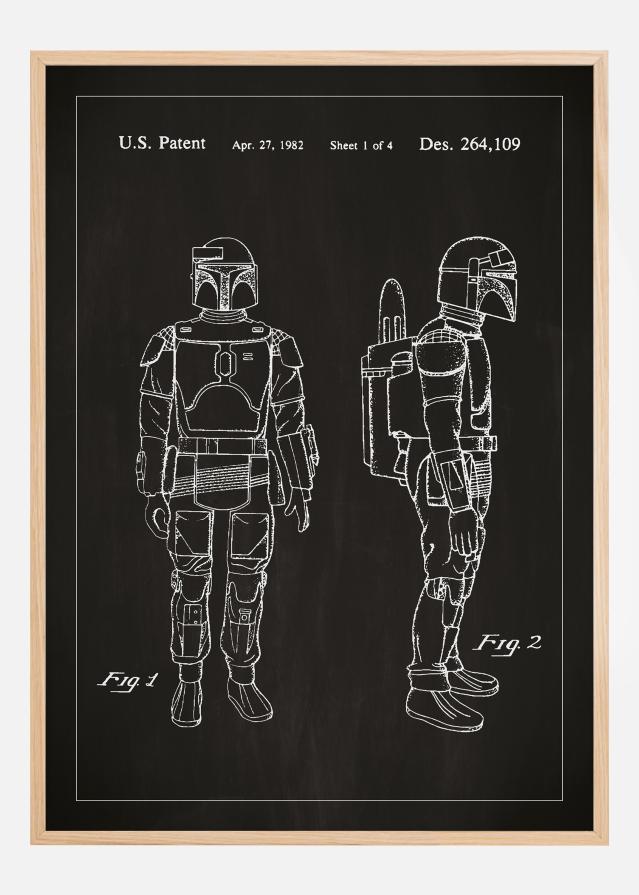 Bildverkstad Patent drawing - Star Wars - Boba Fett - Black Poster