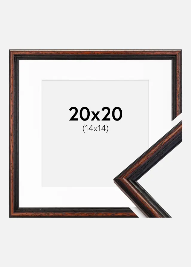 Ram med passepartou Frame Horndal Walnut 20x20 cm - Picture Mount White 15x15 cm