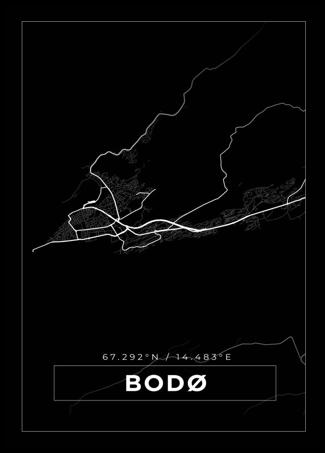 Bildverkstad Map - Bodø - Black Poster